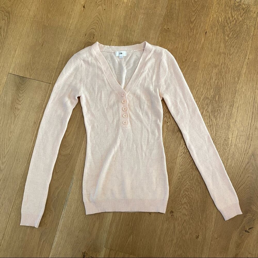 LPA - Henley Sweater in Pale Dusty Pink